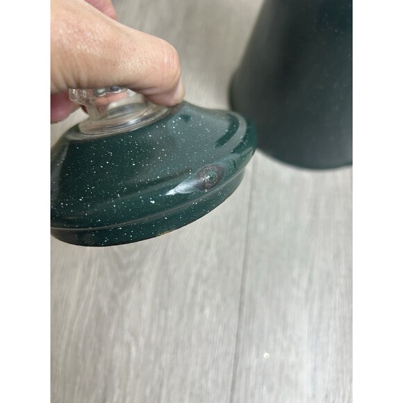 Vintage Coffee Pot Percolator, Camping Pot Enameled Green With White Speckles - Picture 11 of 13